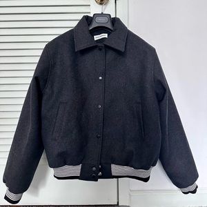 Grey Wool Varsity Jacket